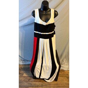 Cato Long Maxi Dress Colorblock Womens Plus Size 2X 18/20W Red white Black